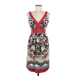 Floral V-Neck Dress with Tie at Back.  Knee Length, Size 14. NWT